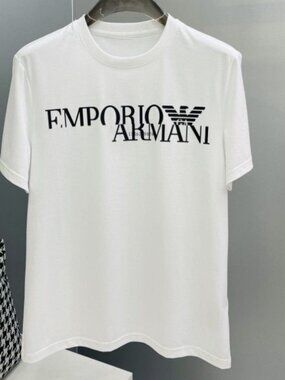 White Graphic T-shirt with Eagle Logo and Script Text